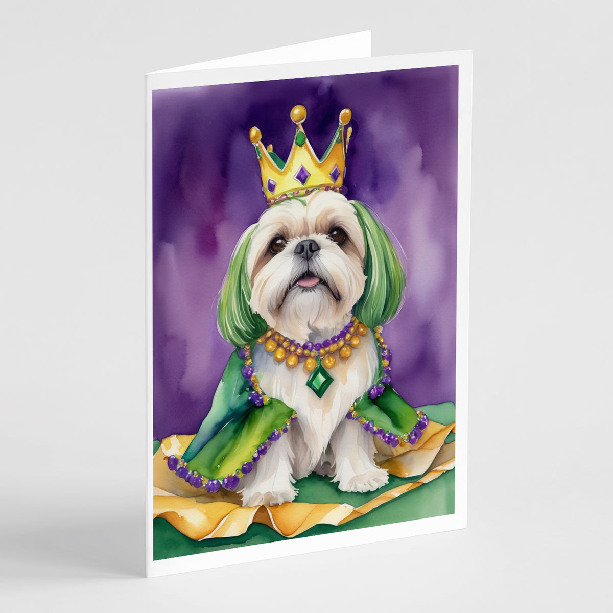 Buy this Lhasa Apso King of Mardi Gras Greeting Cards Pack of 8