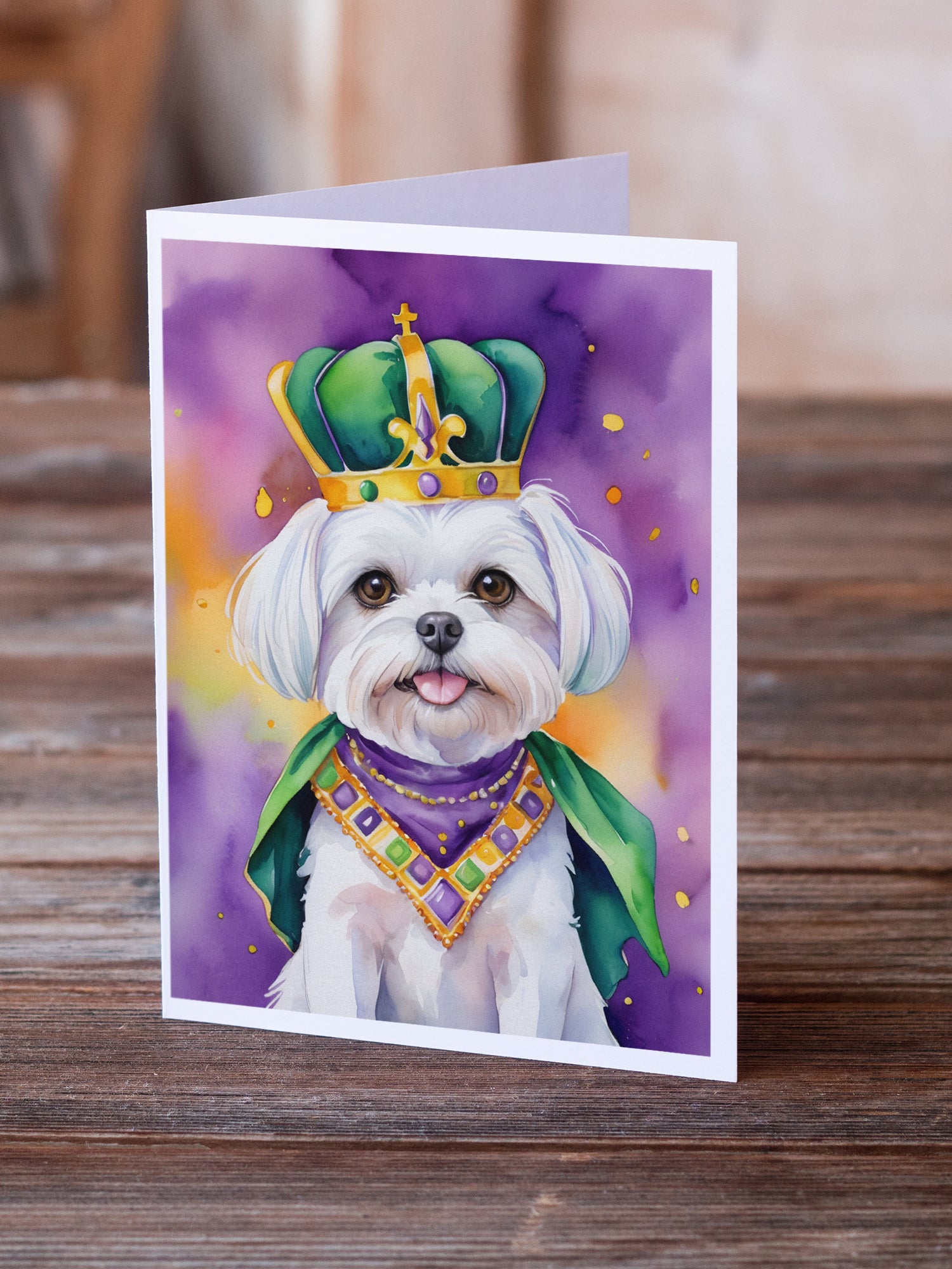 Buy this Maltese King of Mardi Gras Greeting Cards Pack of 8