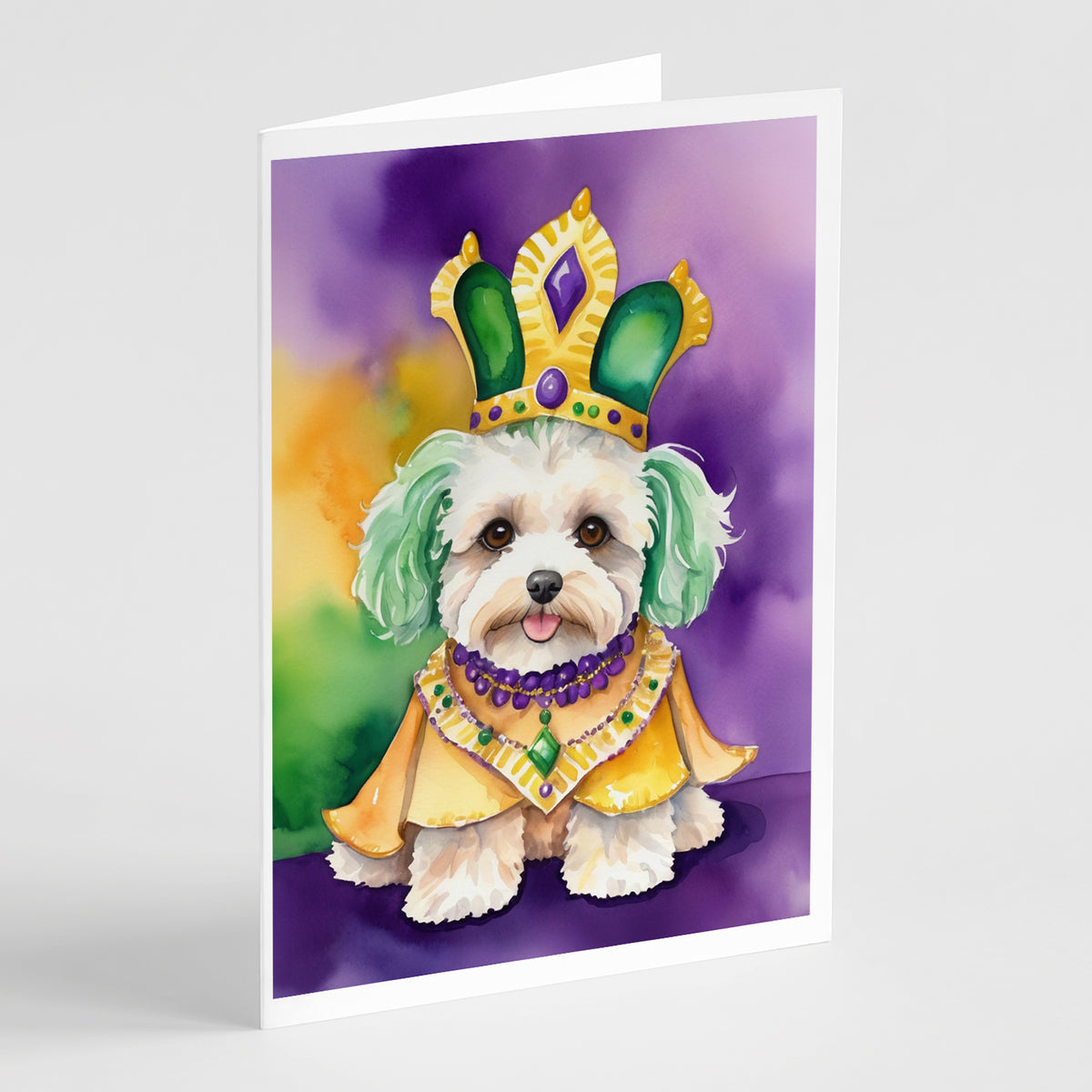 Buy this Maltipoo King of Mardi Gras Greeting Cards Pack of 8