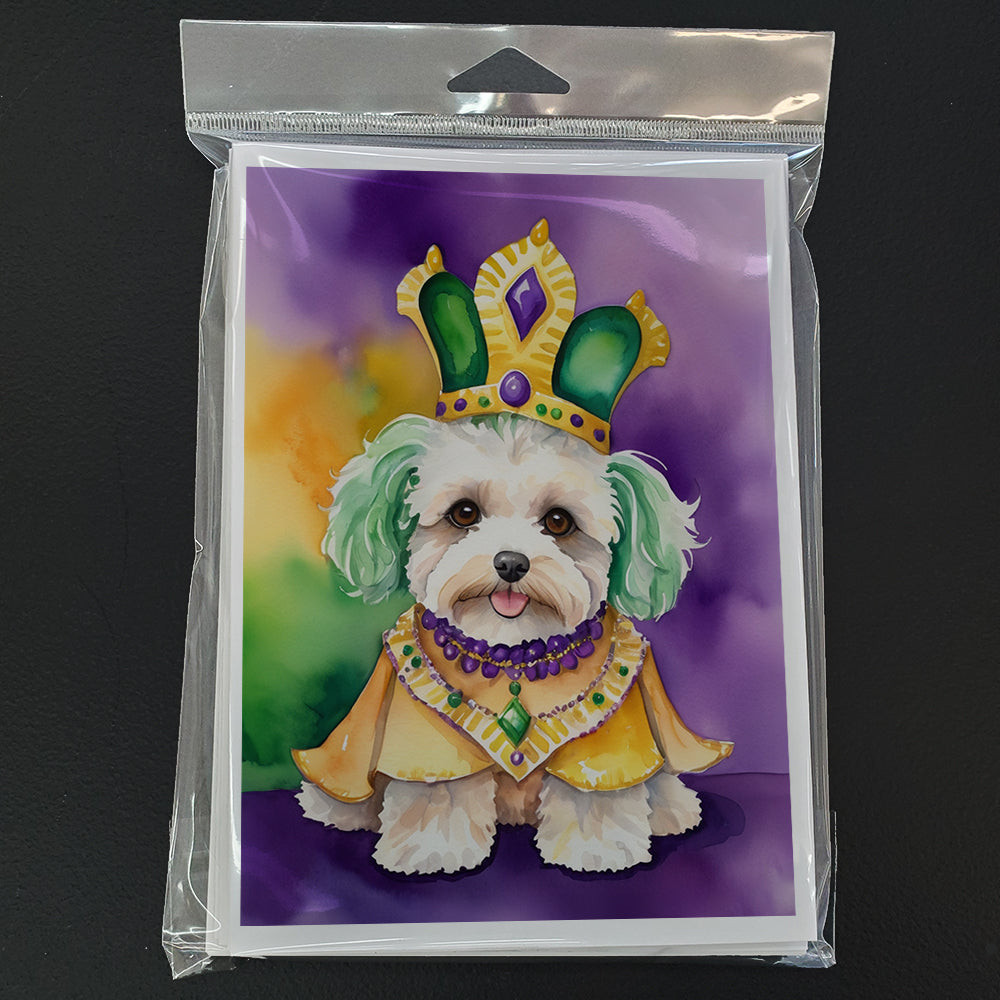 Maltipoo King of Mardi Gras Greeting Cards Pack of 8