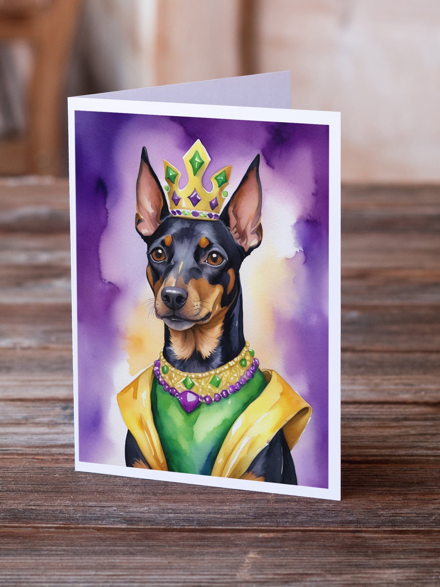 Buy this Manchester Terrier King of Mardi Gras Greeting Cards Pack of 8
