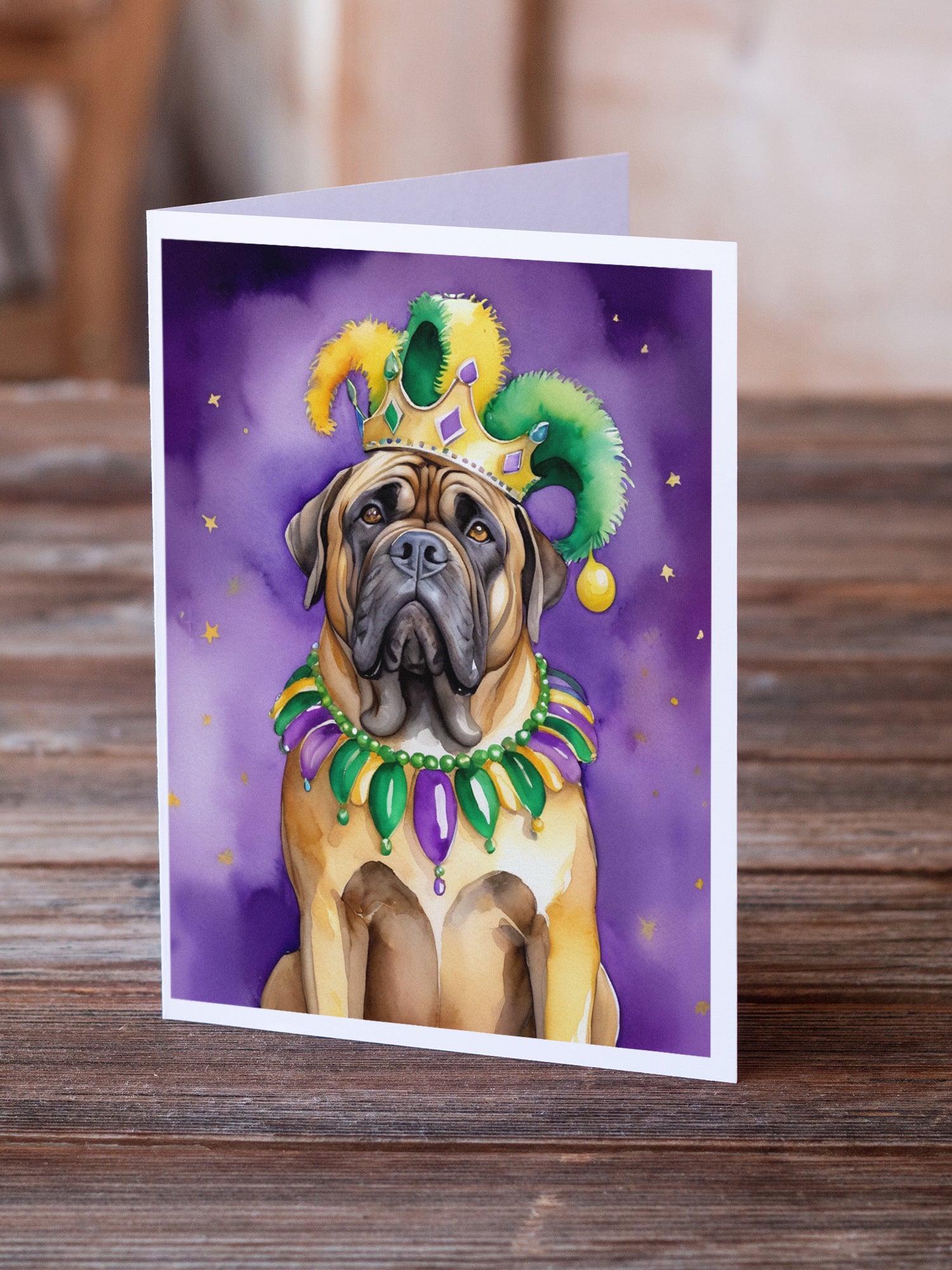 Buy this Mastiff King of Mardi Gras Greeting Cards Pack of 8