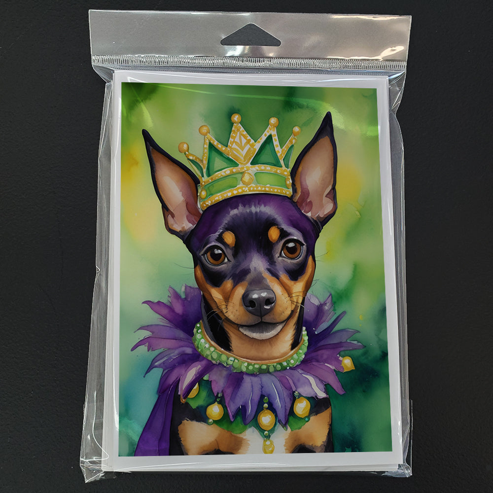 Miniature Pinscher King of Mardi Gras Greeting Cards Pack of 8