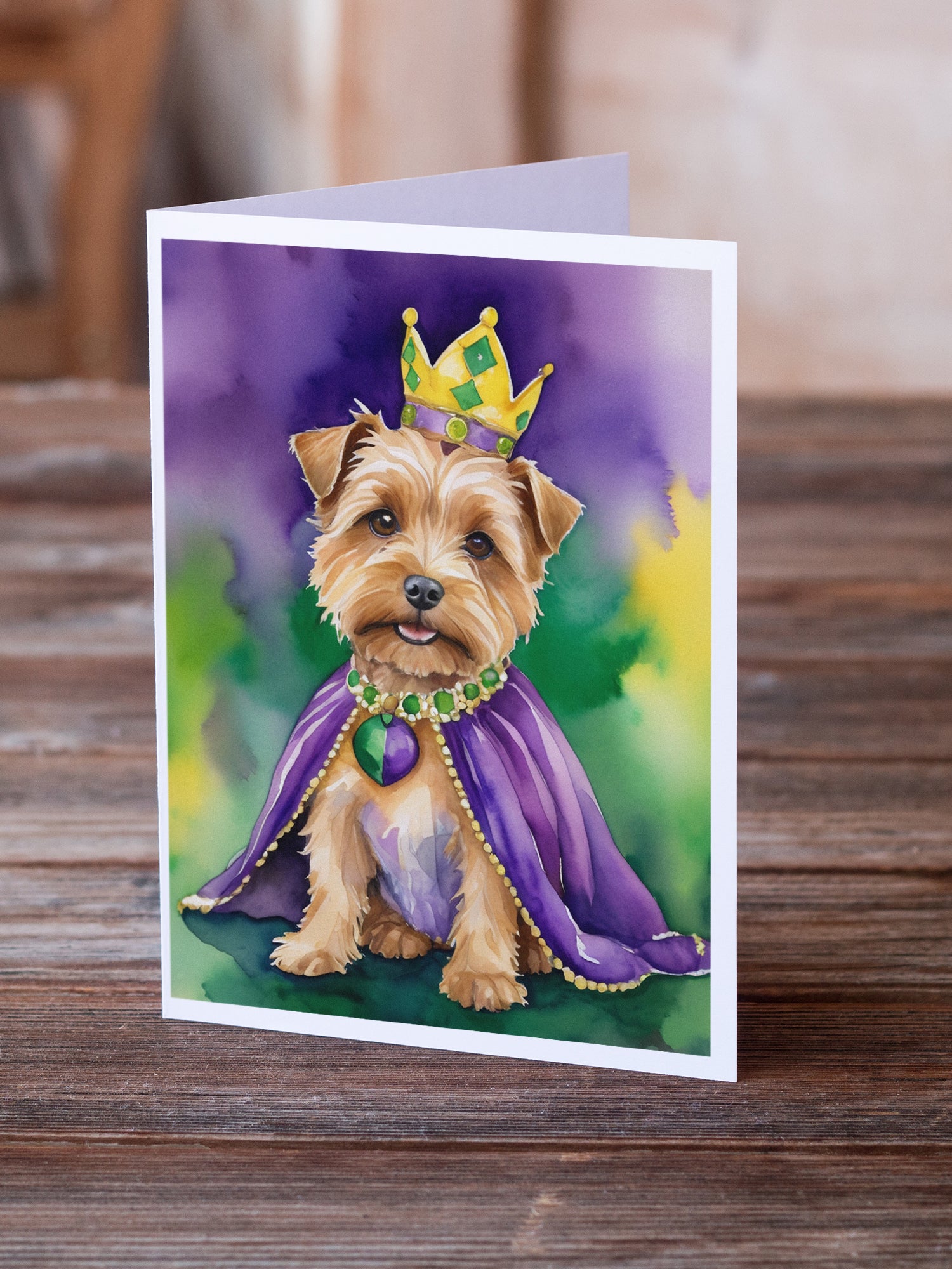 Norfolk Terrier King of Mardi Gras Greeting Cards Pack of 8