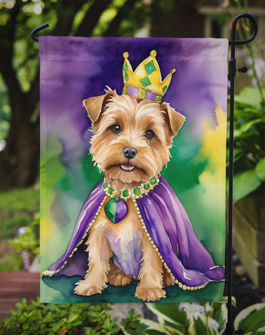 Norfolk Terrier King of Mardi Gras Garden Flag