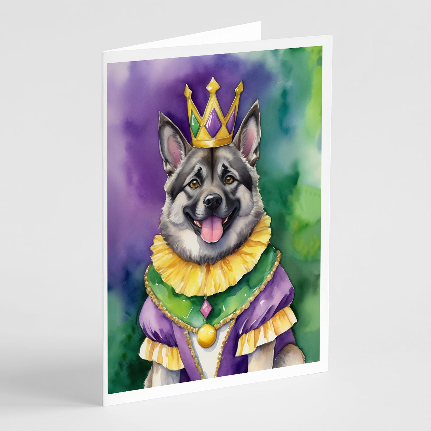 Buy this Norwegian Elkhound King of Mardi Gras Greeting Cards Pack of 8