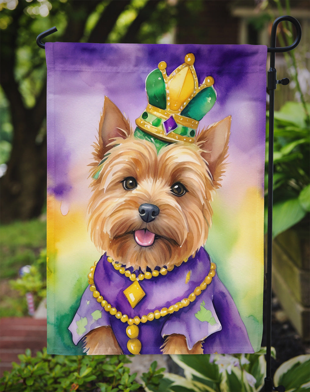 Norwich Terrier King of Mardi Gras Garden Flag