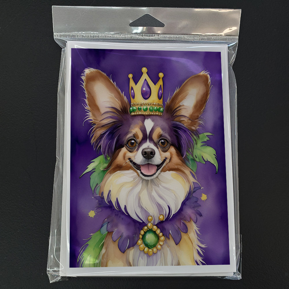 Papillon King of Mardi Gras Greeting Cards Pack of 8