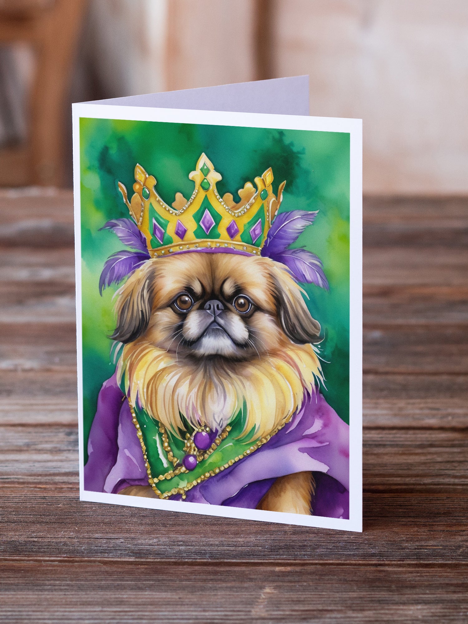 Buy this Pekingese King of Mardi Gras Greeting Cards Pack of 8