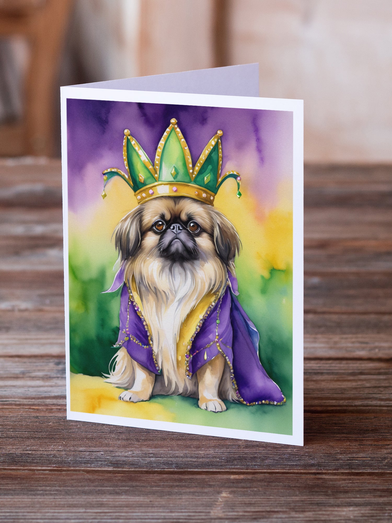 Buy this Pekingese King of Mardi Gras Greeting Cards Pack of 8