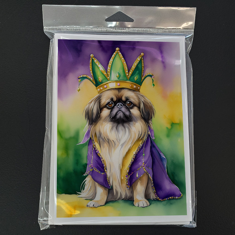 Pekingese King of Mardi Gras Greeting Cards Pack of 8