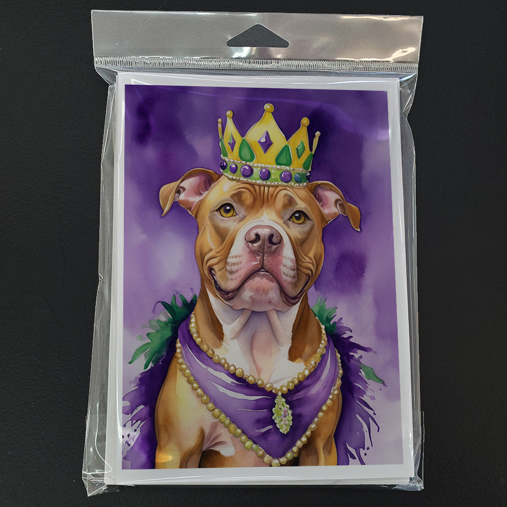 Pit Bull Terrier King of Mardi Gras Greeting Cards Pack of 8
