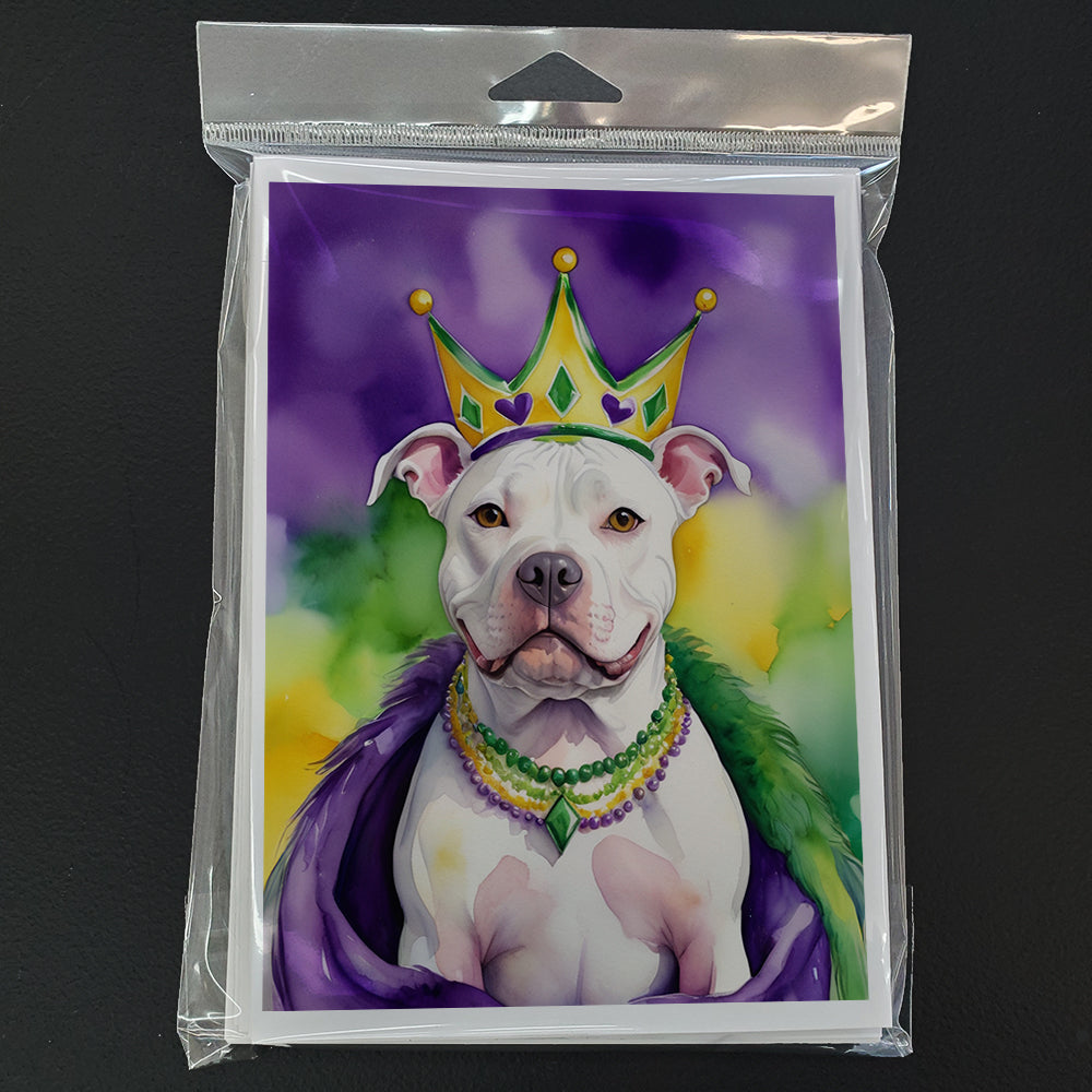 Pit Bull Terrier King of Mardi Gras Greeting Cards Pack of 8
