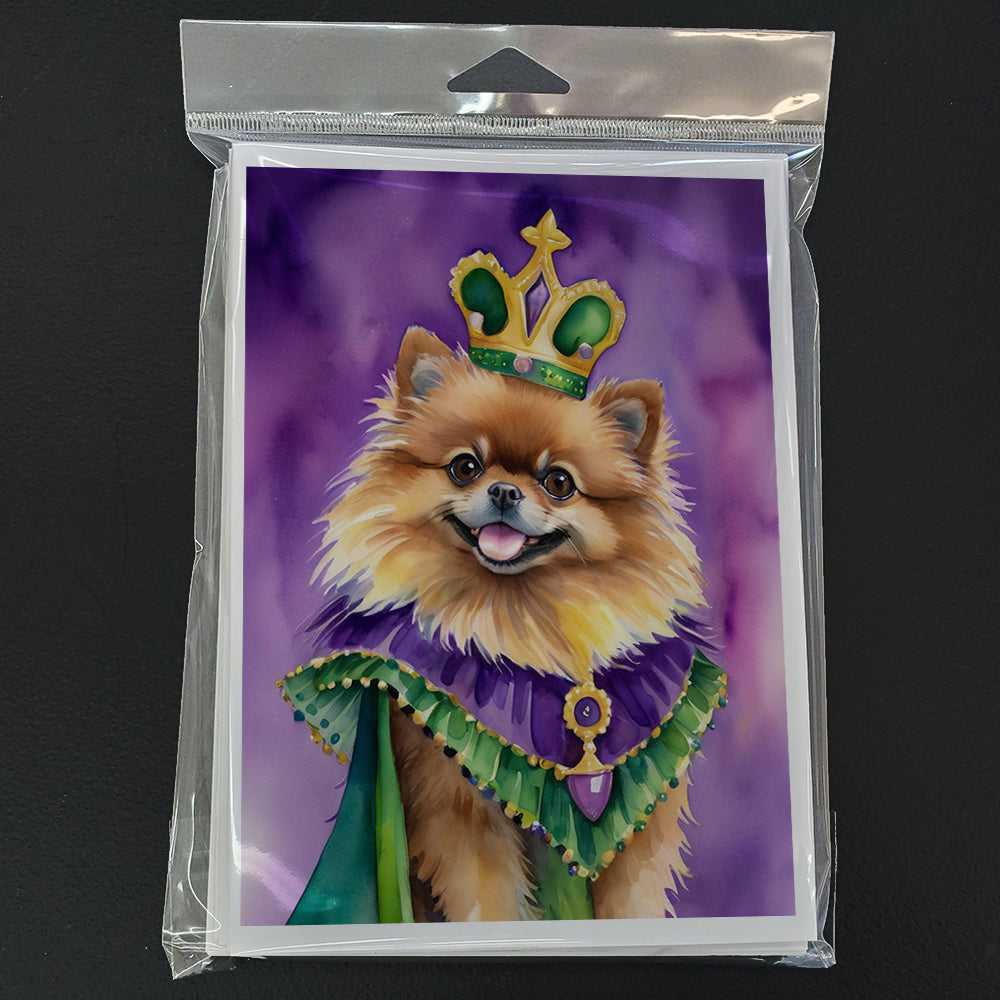 Pomeranian King of Mardi Gras Greeting Cards Pack of 8