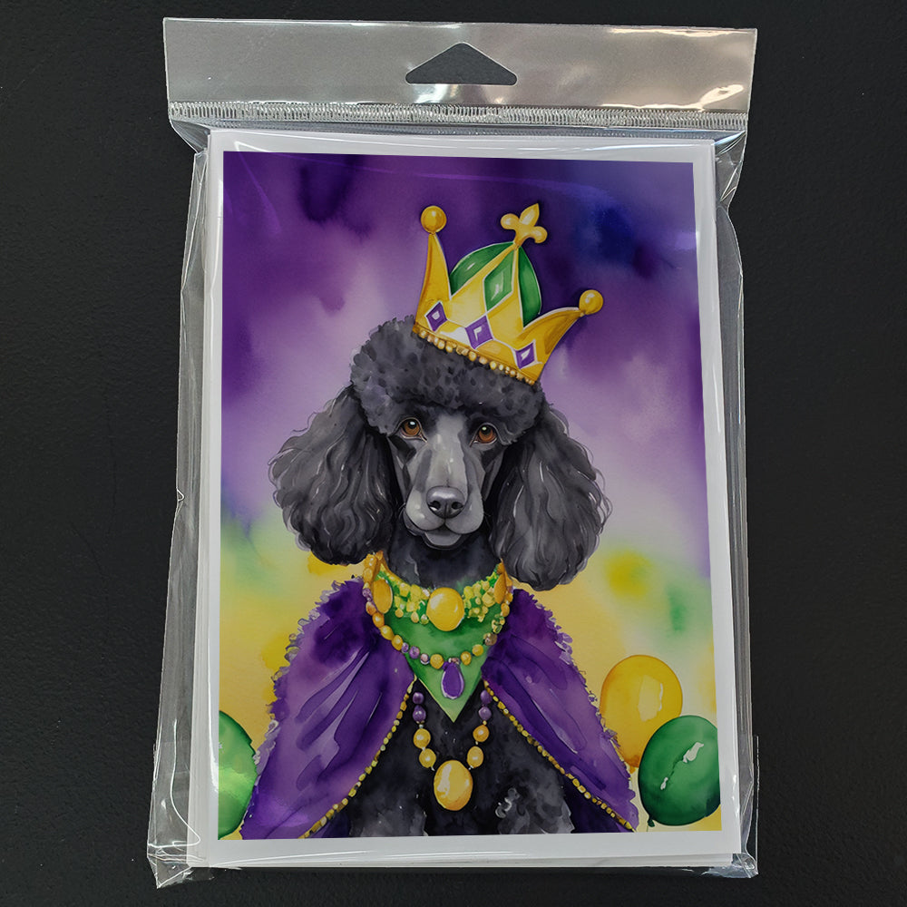 Black Poodle King of Mardi Gras Greeting Cards Pack of 8