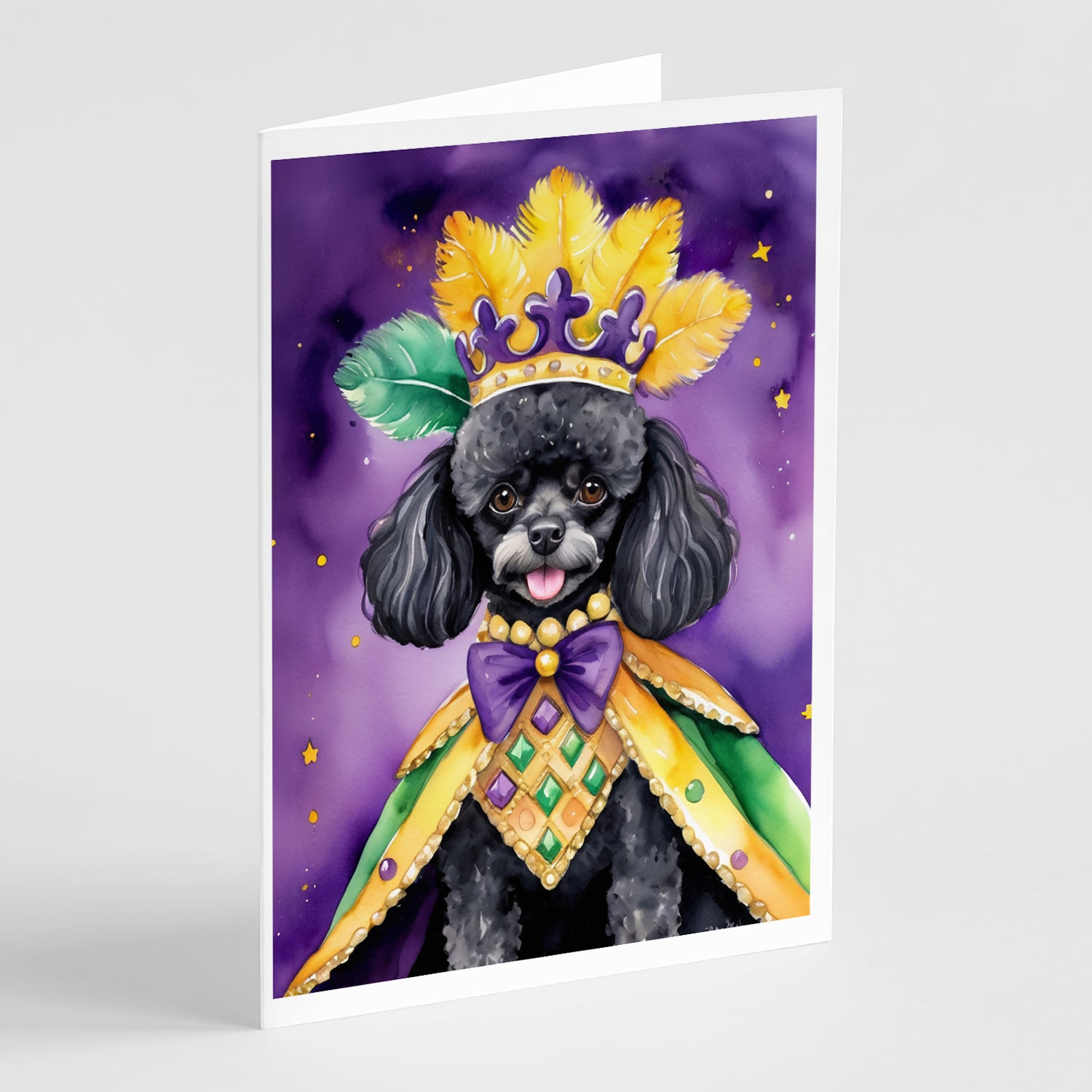 Buy this Black Poodle King of Mardi Gras Greeting Cards Pack of 8