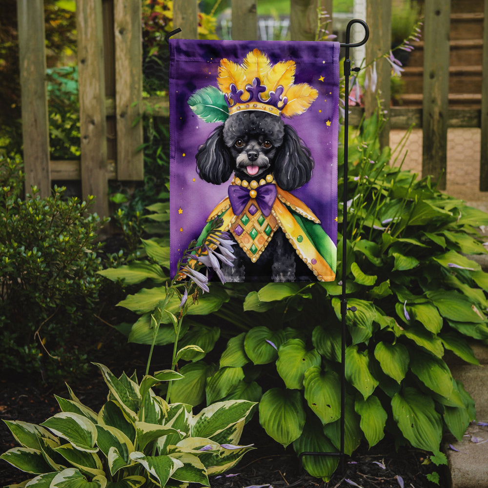 Black Poodle King of Mardi Gras Garden Flag