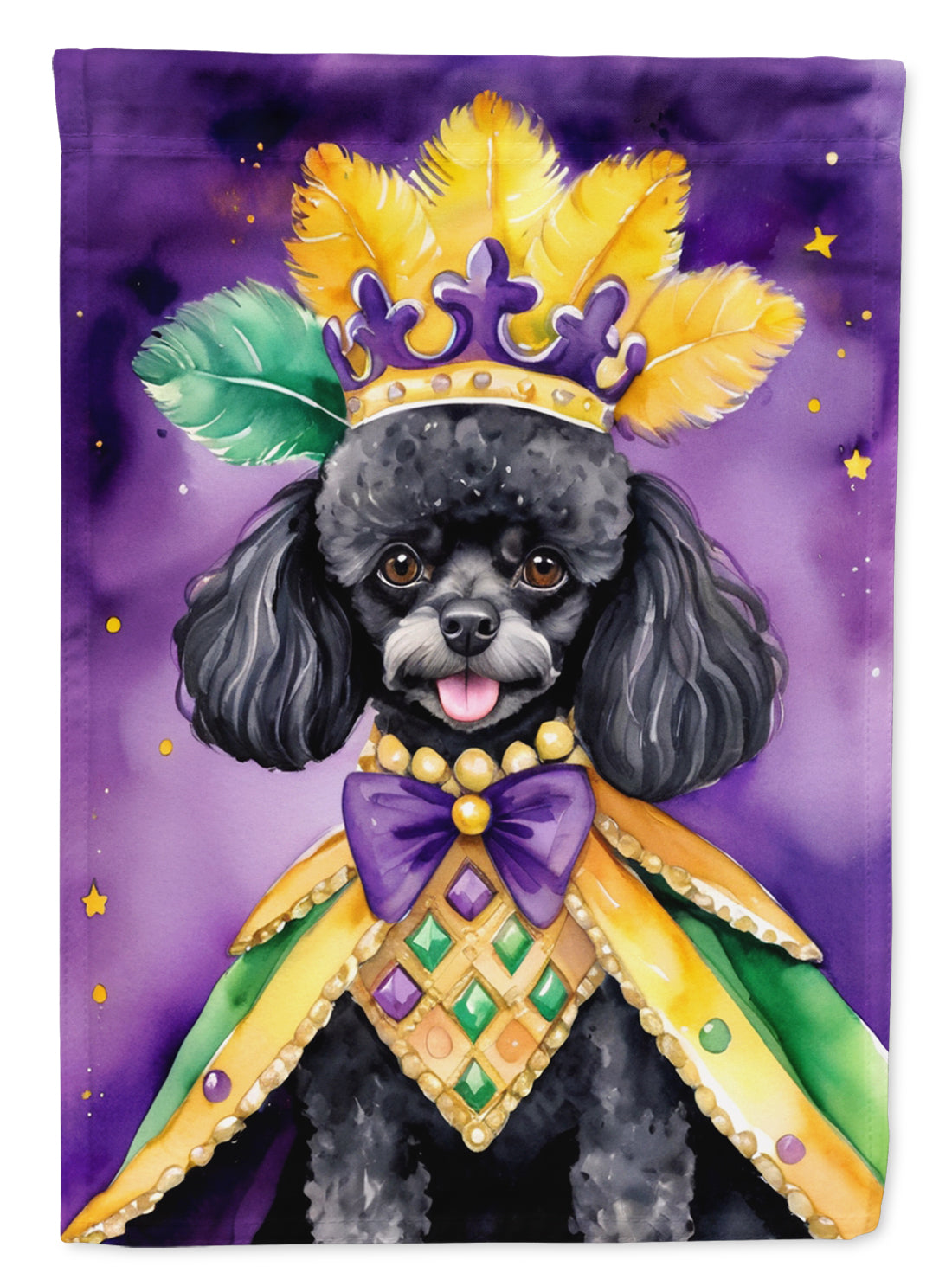 Buy this Black Poodle King of Mardi Gras Garden Flag
