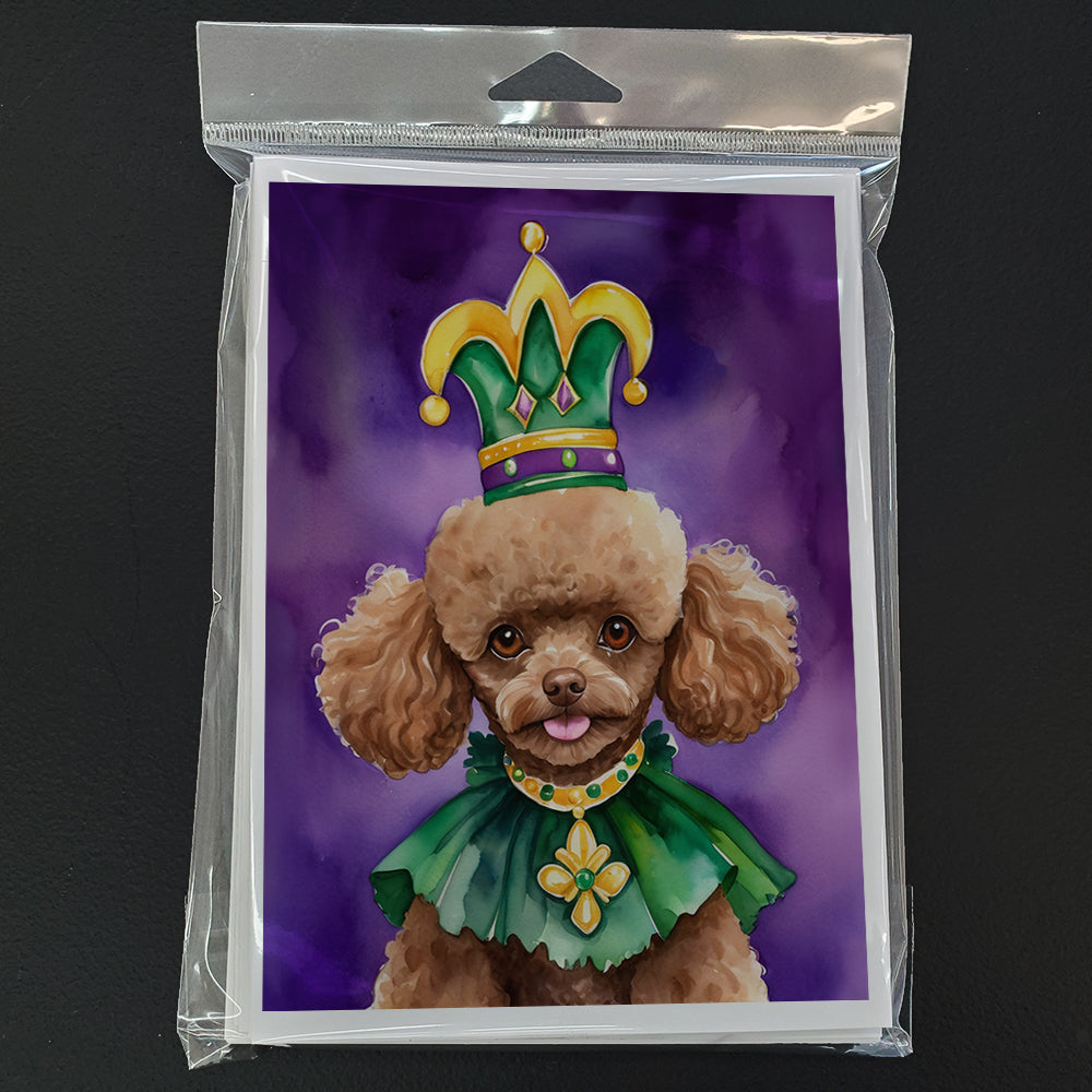 Poodle King of Mardi Gras Greeting Cards Pack of 8