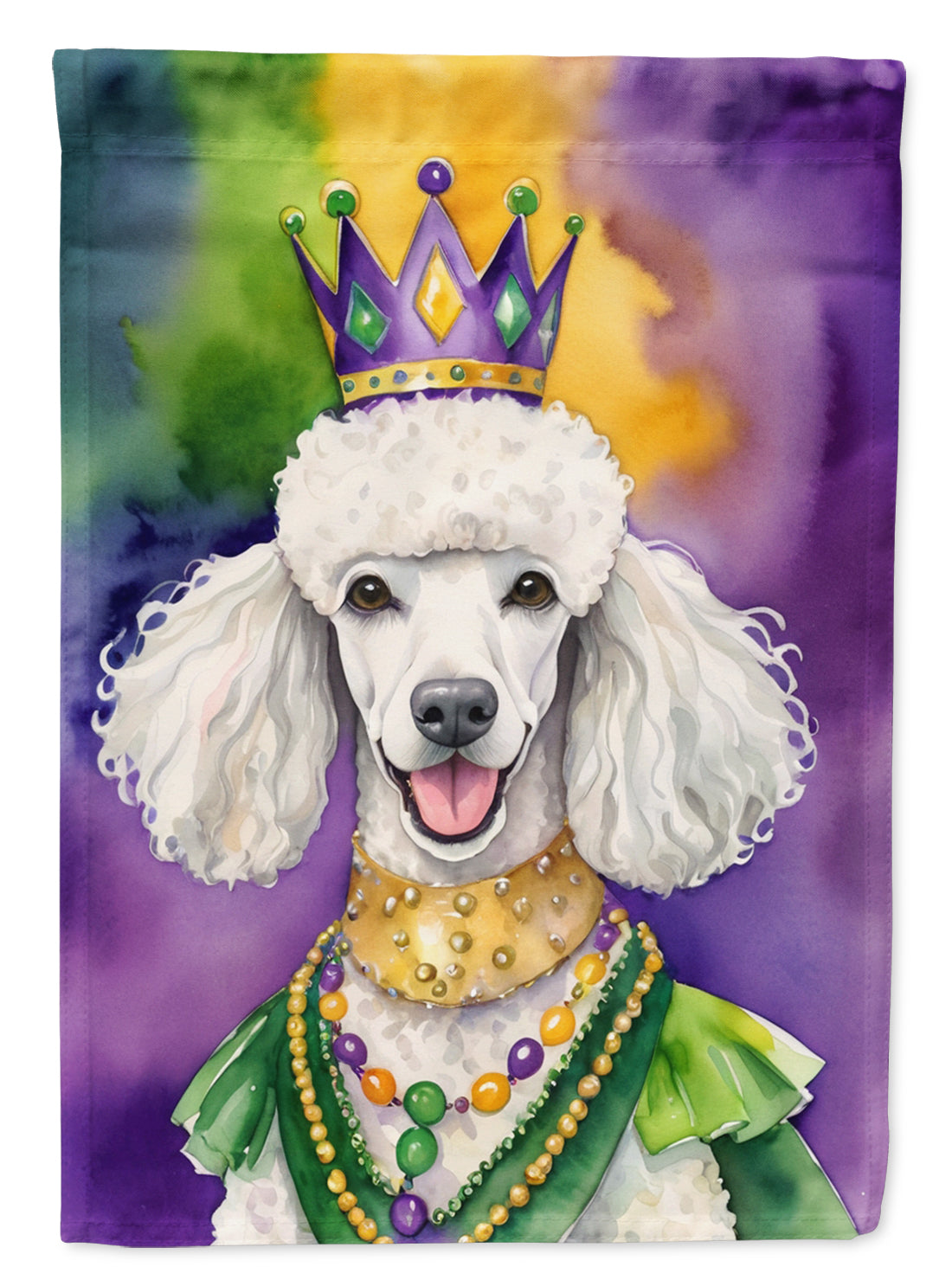 Buy this White Poodle King of Mardi Gras House Flag