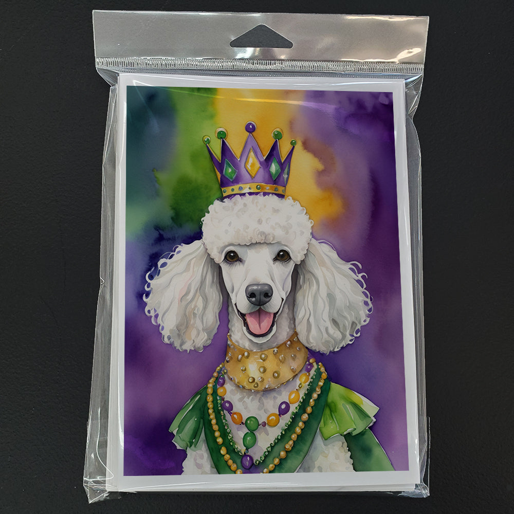 White Poodle King of Mardi Gras Greeting Cards Pack of 8