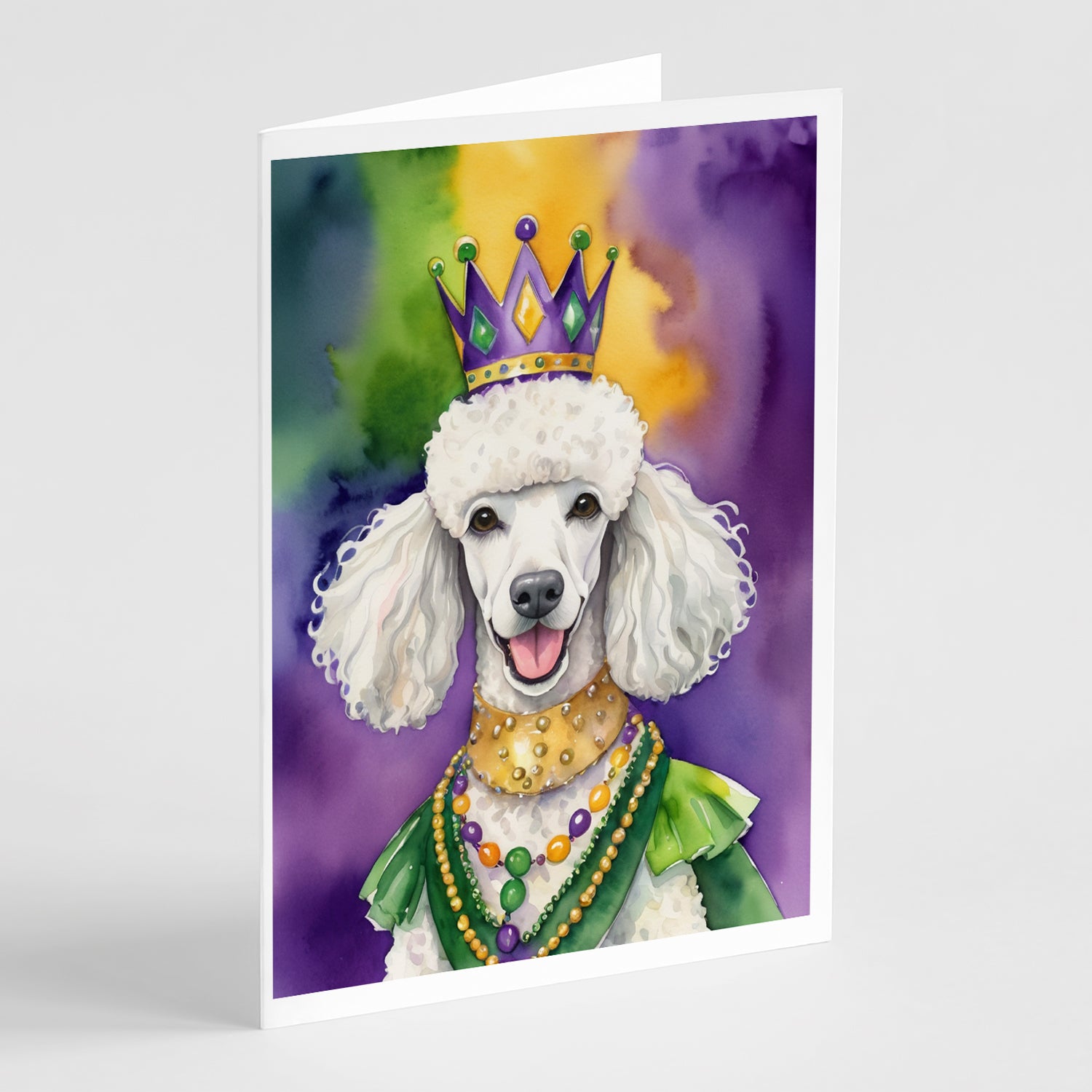 Buy this White Poodle King of Mardi Gras Greeting Cards Pack of 8