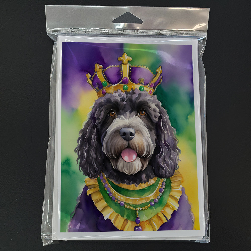 Portuguese Water Dog King of Mardi Gras Greeting Cards Pack of 8