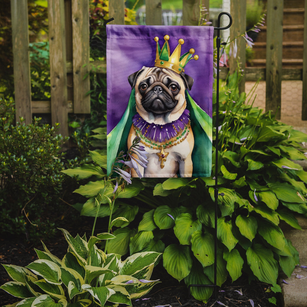 Pug King of Mardi Gras Garden Flag