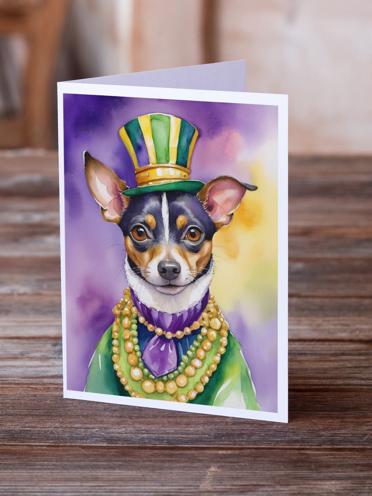 Buy this Rat Terrier King of Mardi Gras Greeting Cards Pack of 8