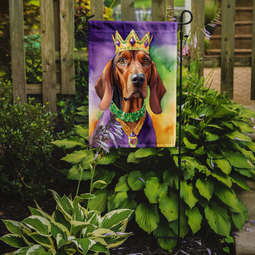 Redbone Coonhound King of Mardi Gras Garden Flag
