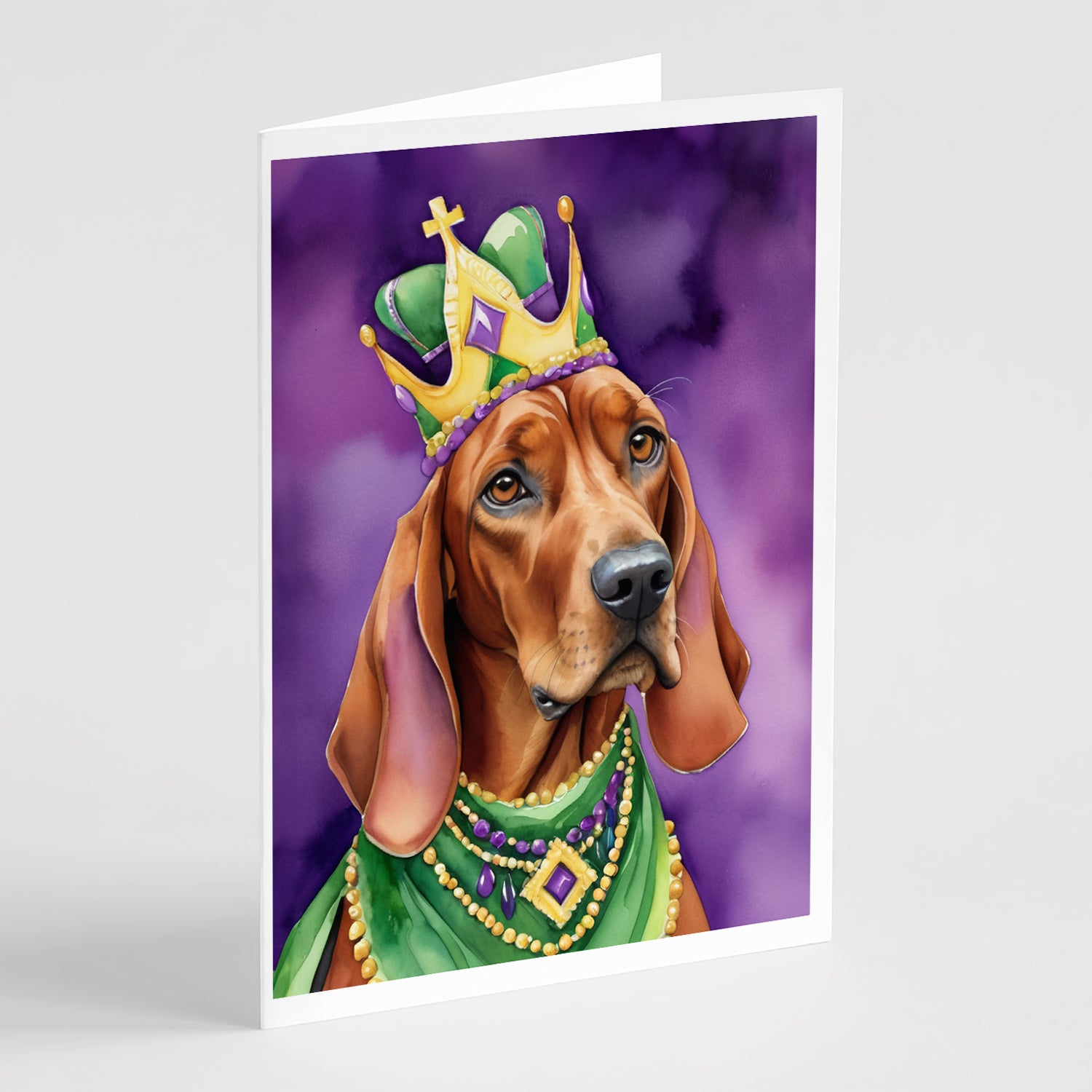 Buy this Redbone Coonhound King of Mardi Gras Greeting Cards Pack of 8