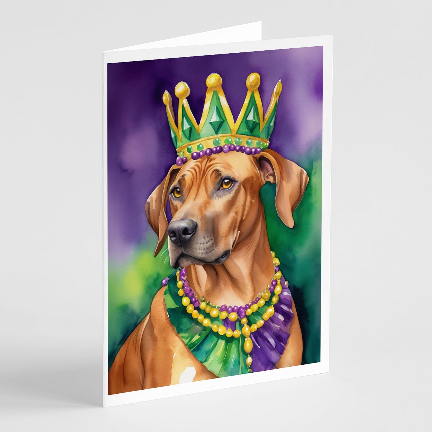 Buy this Rhodesian Ridgeback King of Mardi Gras Greeting Cards Pack of 8