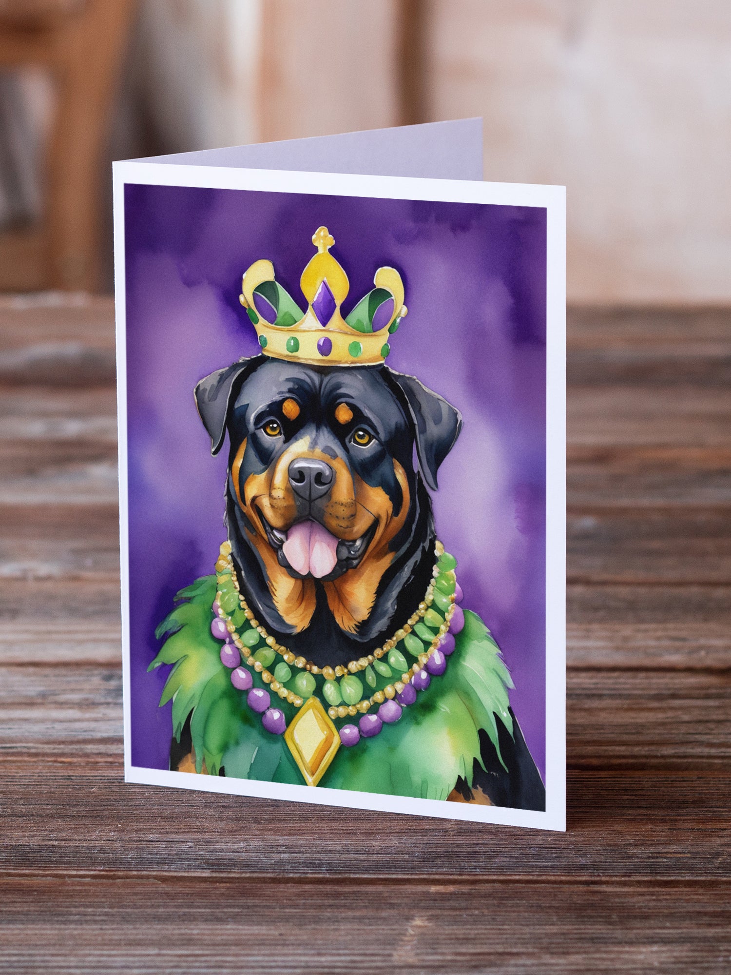 Rottweiler King of Mardi Gras Greeting Cards Pack of 8