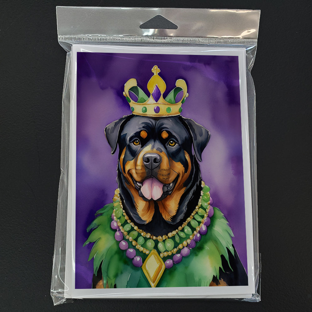 Rottweiler King of Mardi Gras Greeting Cards Pack of 8