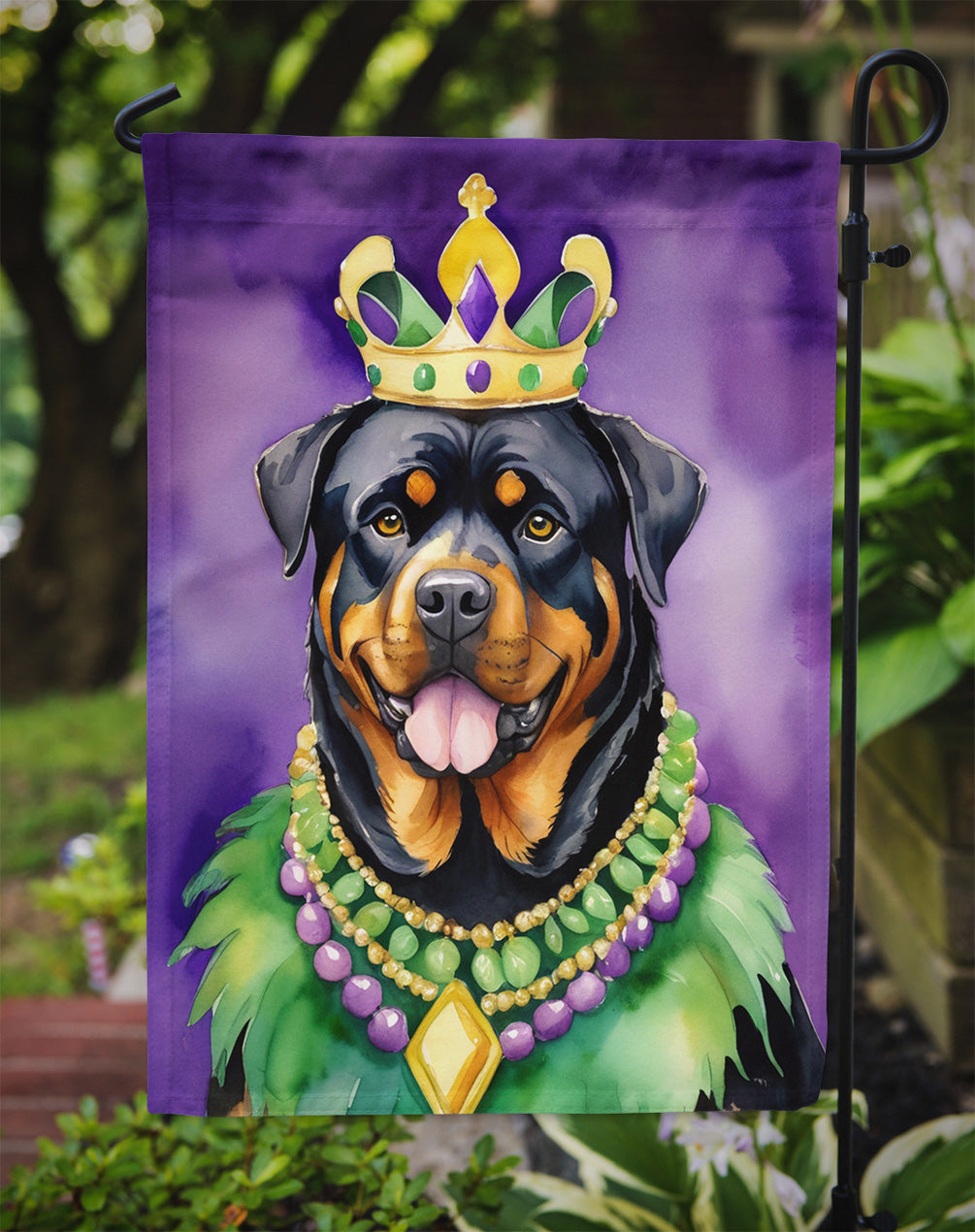 Rottweiler King of Mardi Gras Garden Flag