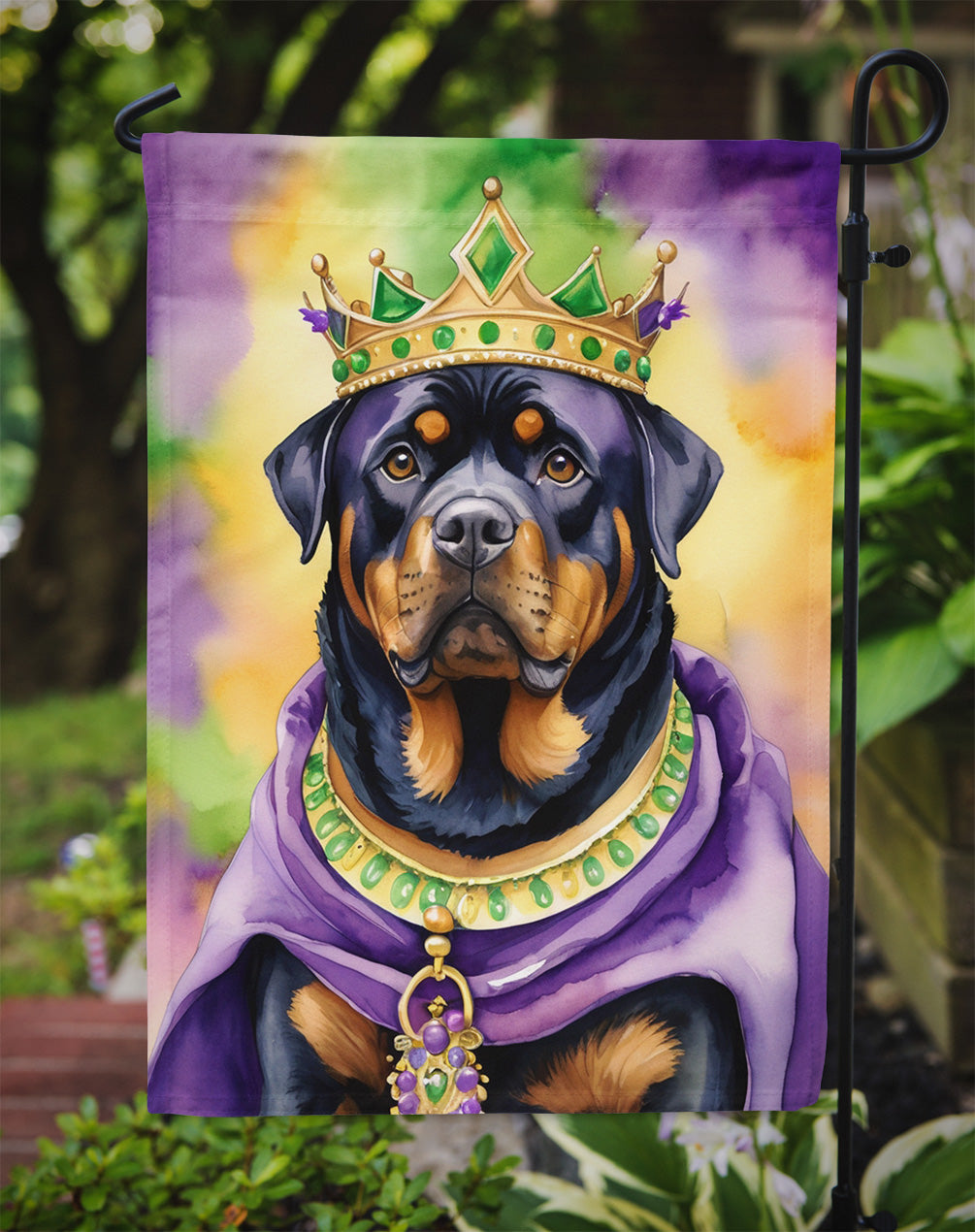 Rottweiler King of Mardi Gras Garden Flag