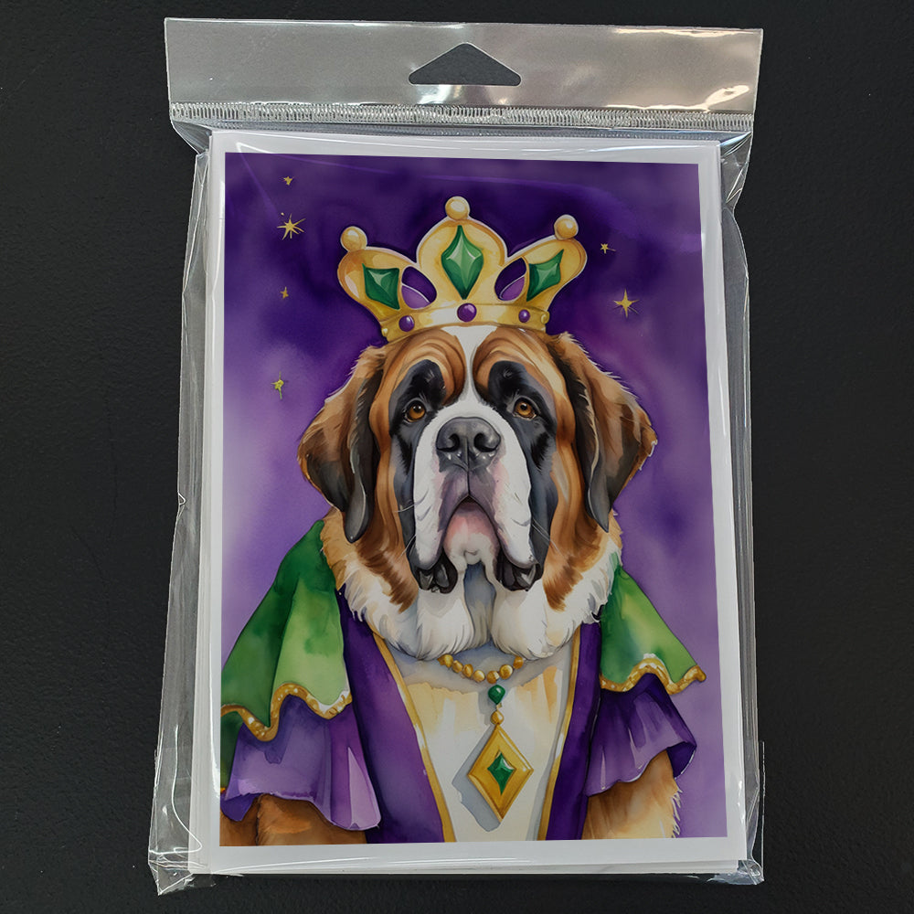 Saint Bernard King of Mardi Gras Greeting Cards Pack of 8