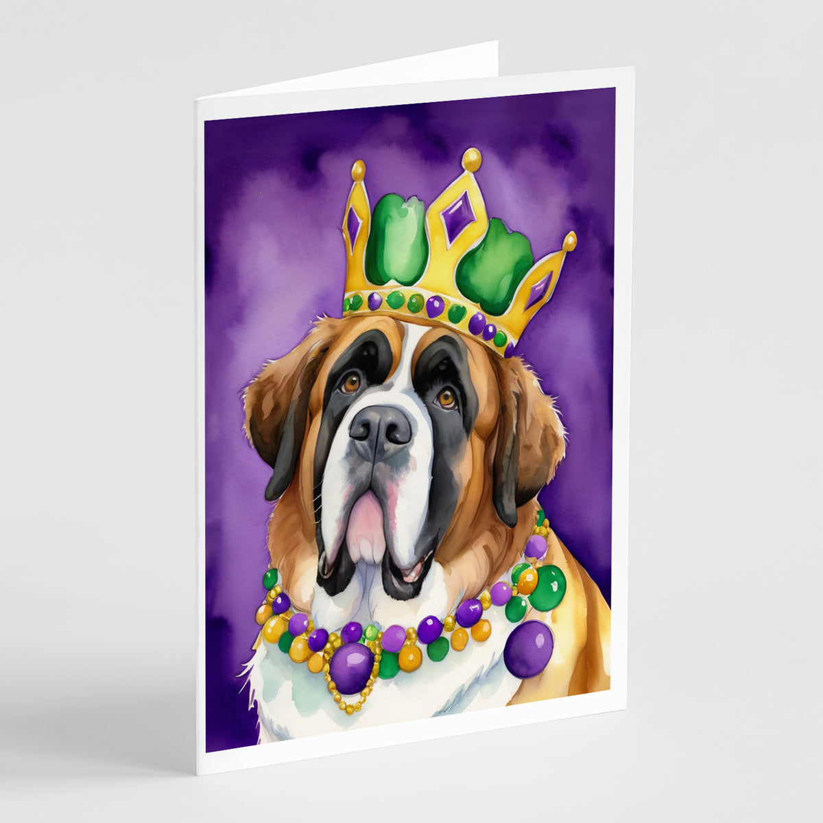 Buy this Saint Bernard King of Mardi Gras Greeting Cards Pack of 8