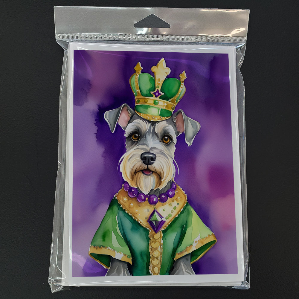 Schnauzer King of Mardi Gras Greeting Cards Pack of 8