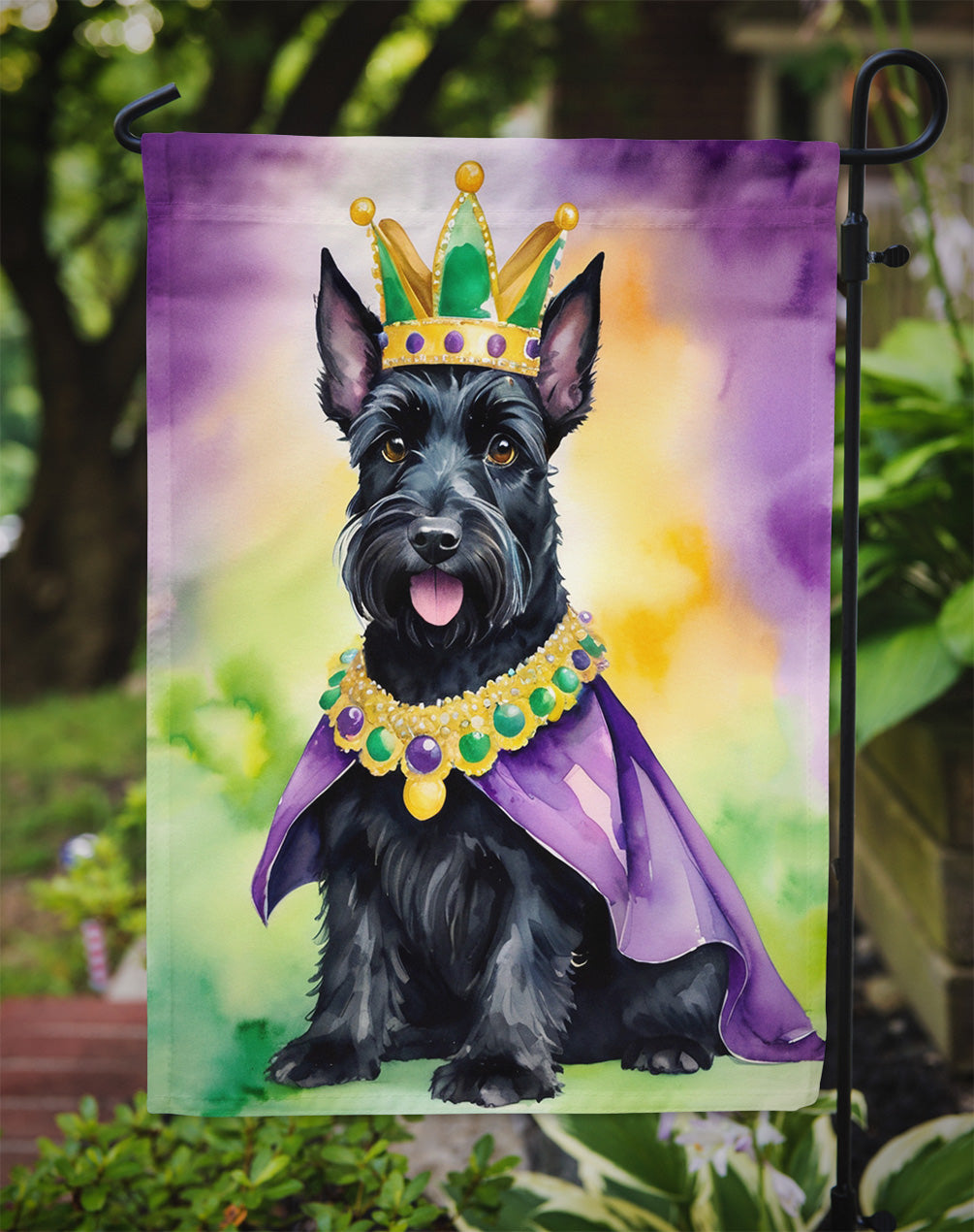 Scottish Terrier King of Mardi Gras Garden Flag