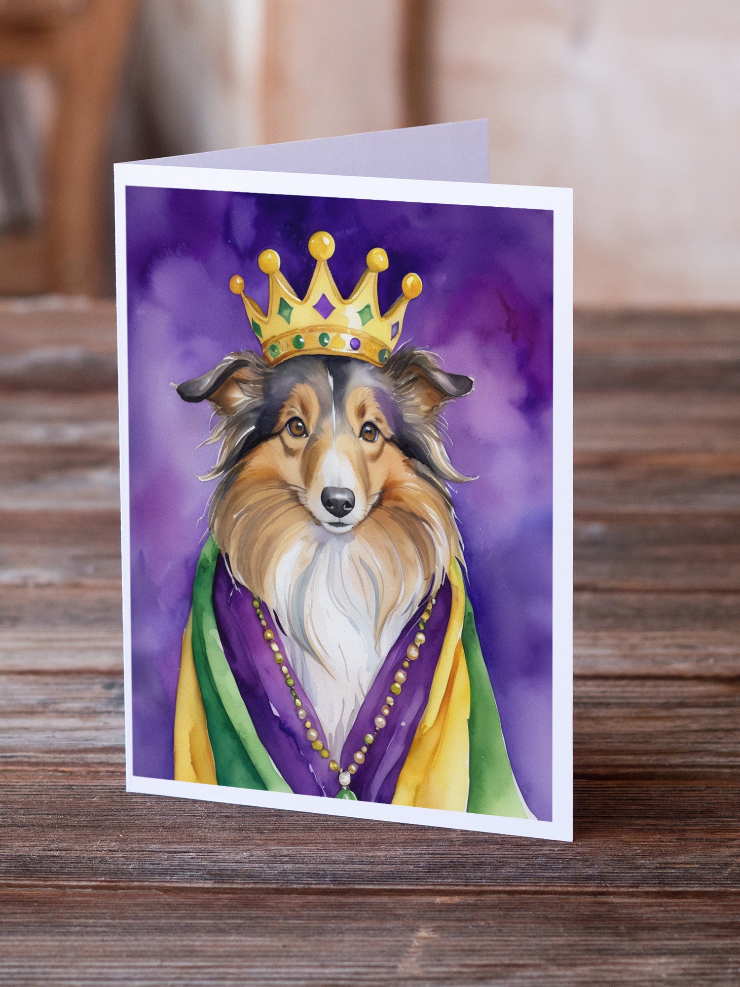 Buy this Sheltie King of Mardi Gras Greeting Cards Pack of 8