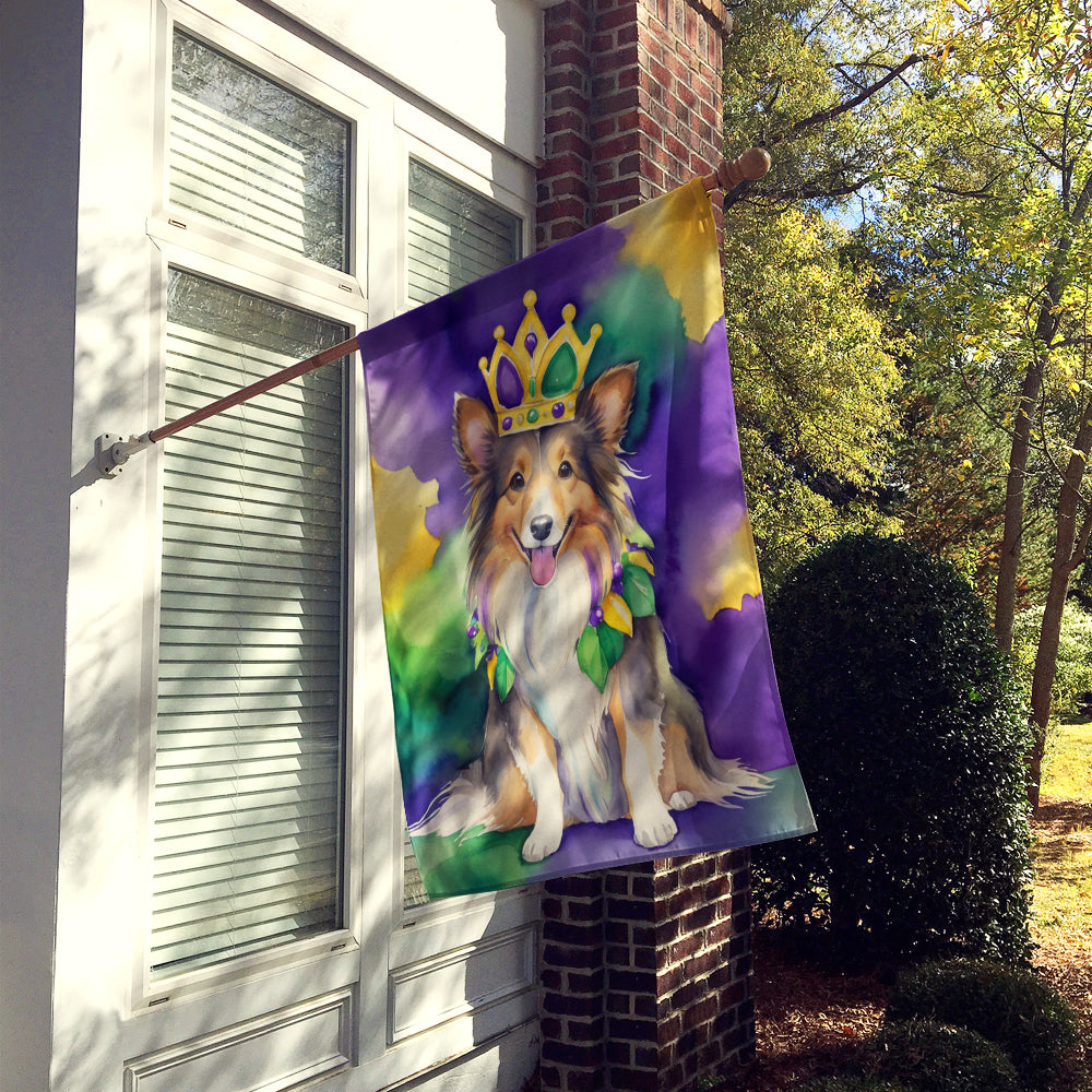 Sheltie King of Mardi Gras House Flag