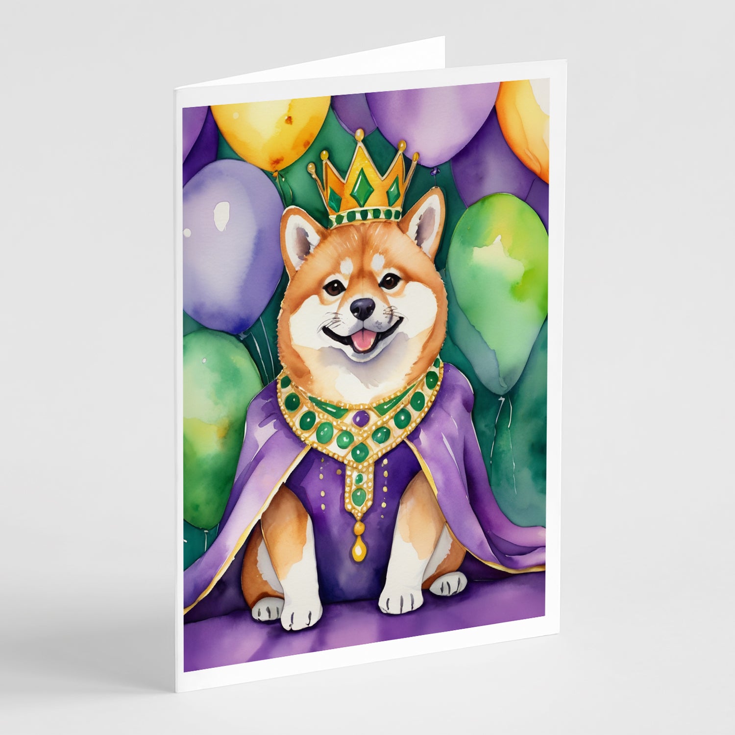 Buy this Shiba Inu King of Mardi Gras Greeting Cards Pack of 8