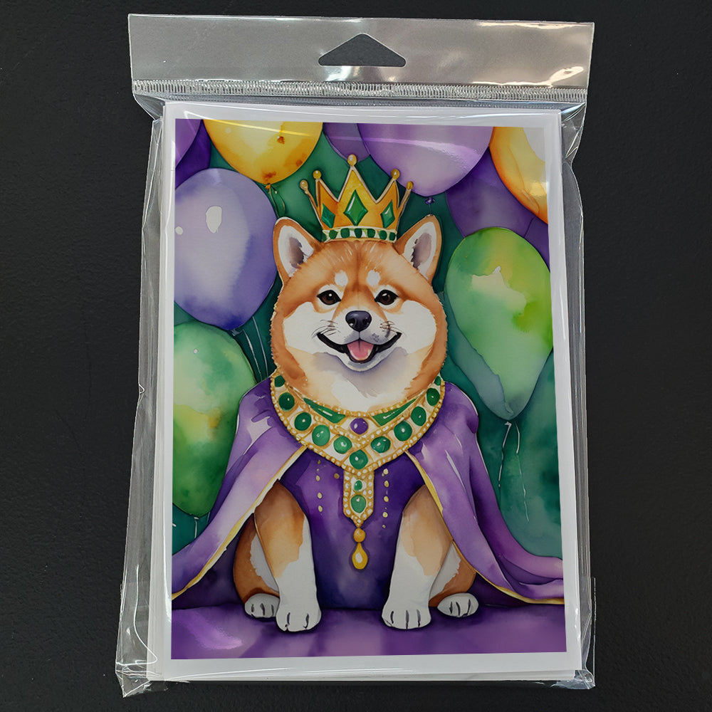 Shiba Inu King of Mardi Gras Greeting Cards Pack of 8