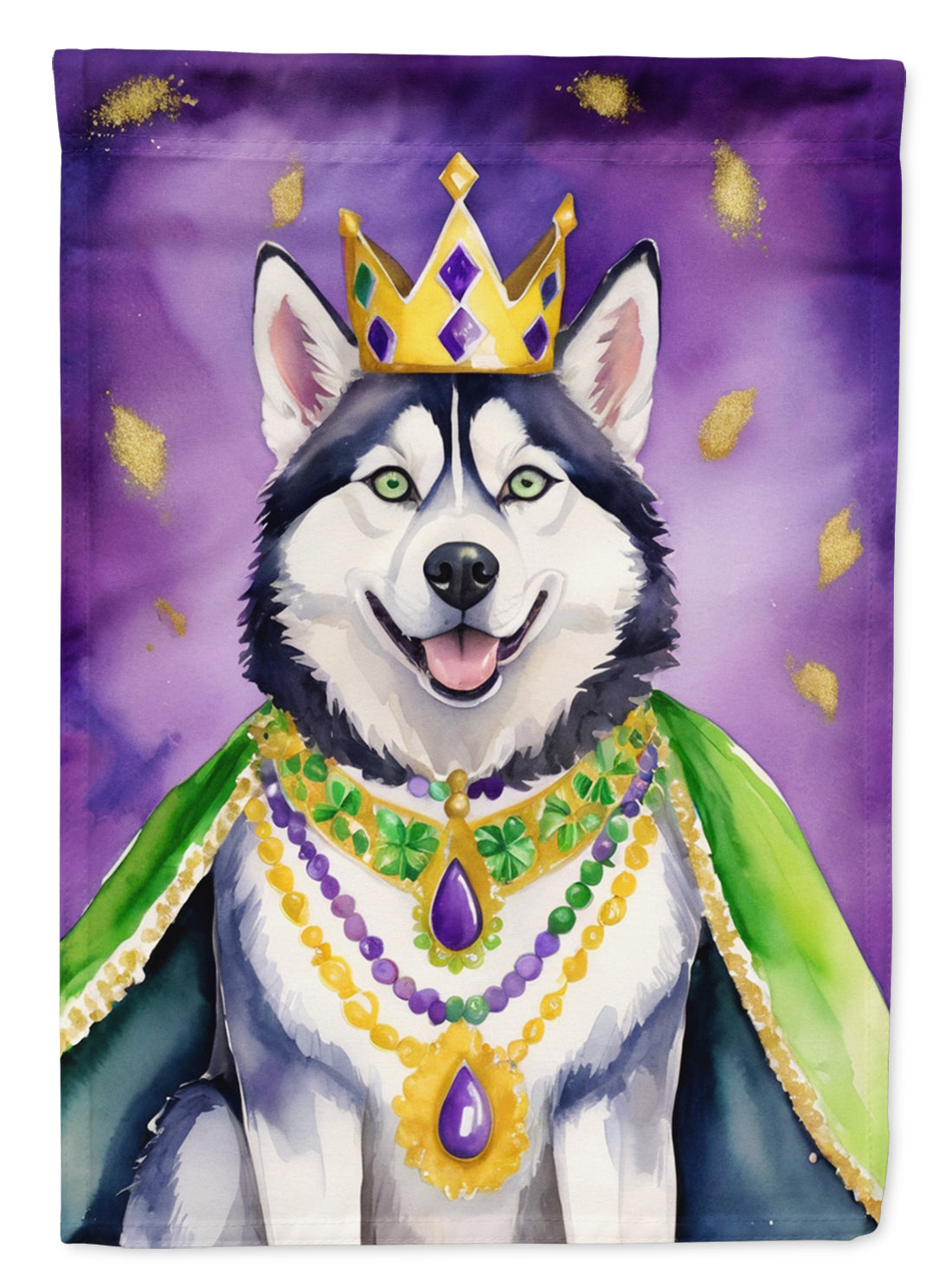 Buy this Siberian Husky King of Mardi Gras House Flag