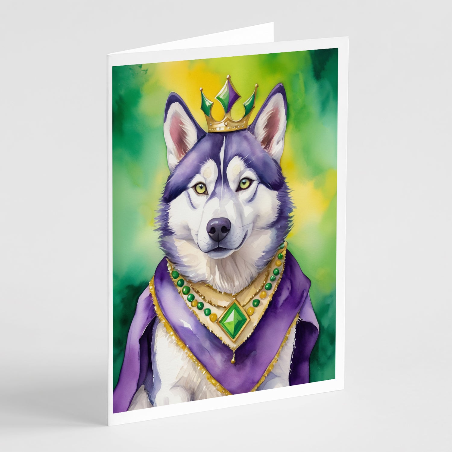 Buy this Siberian Husky King of Mardi Gras Greeting Cards Pack of 8