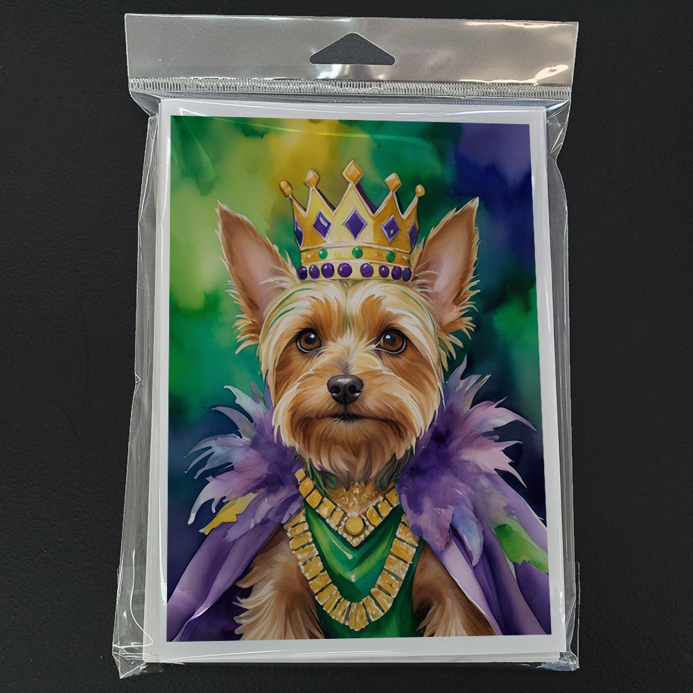 Silky Terrier King of Mardi Gras Greeting Cards Pack of 8