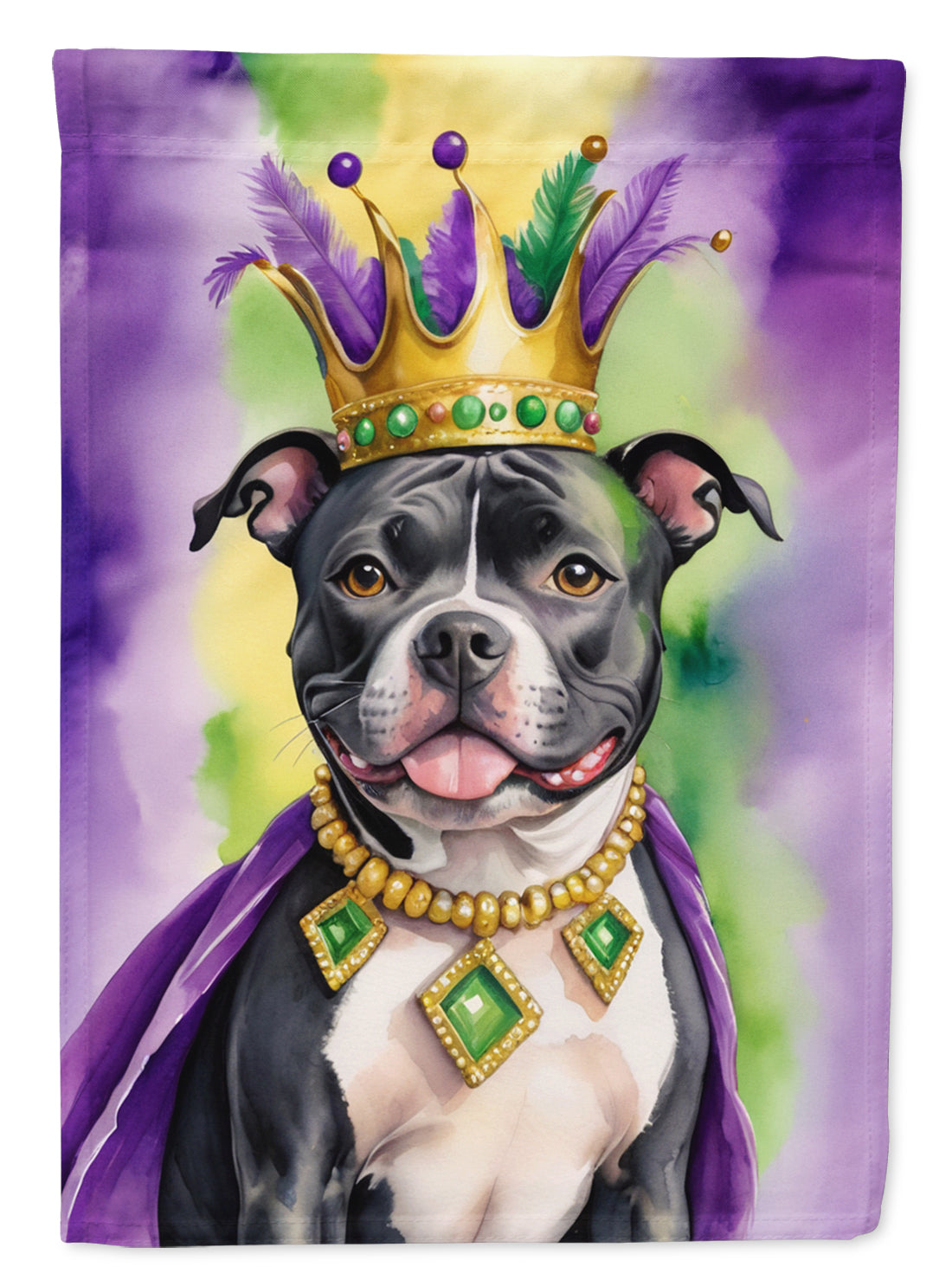 Buy this Staffordshire Bull Terrier King of Mardi Gras House Flag