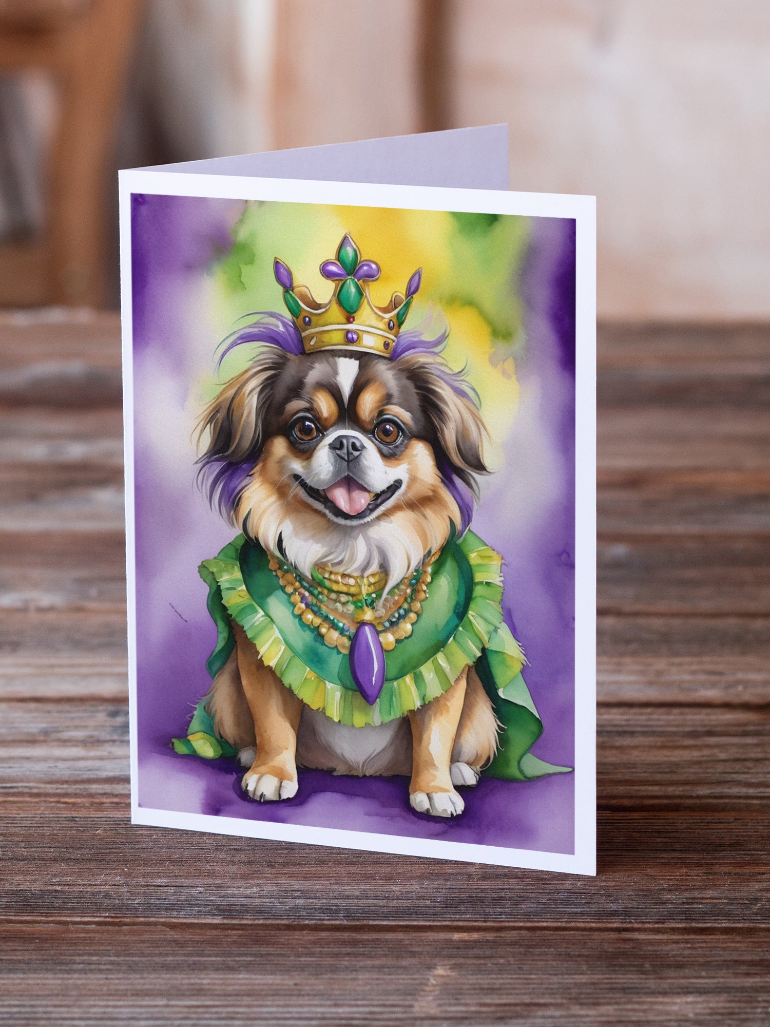 Buy this Tibetan Spaniel King of Mardi Gras Greeting Cards Pack of 8