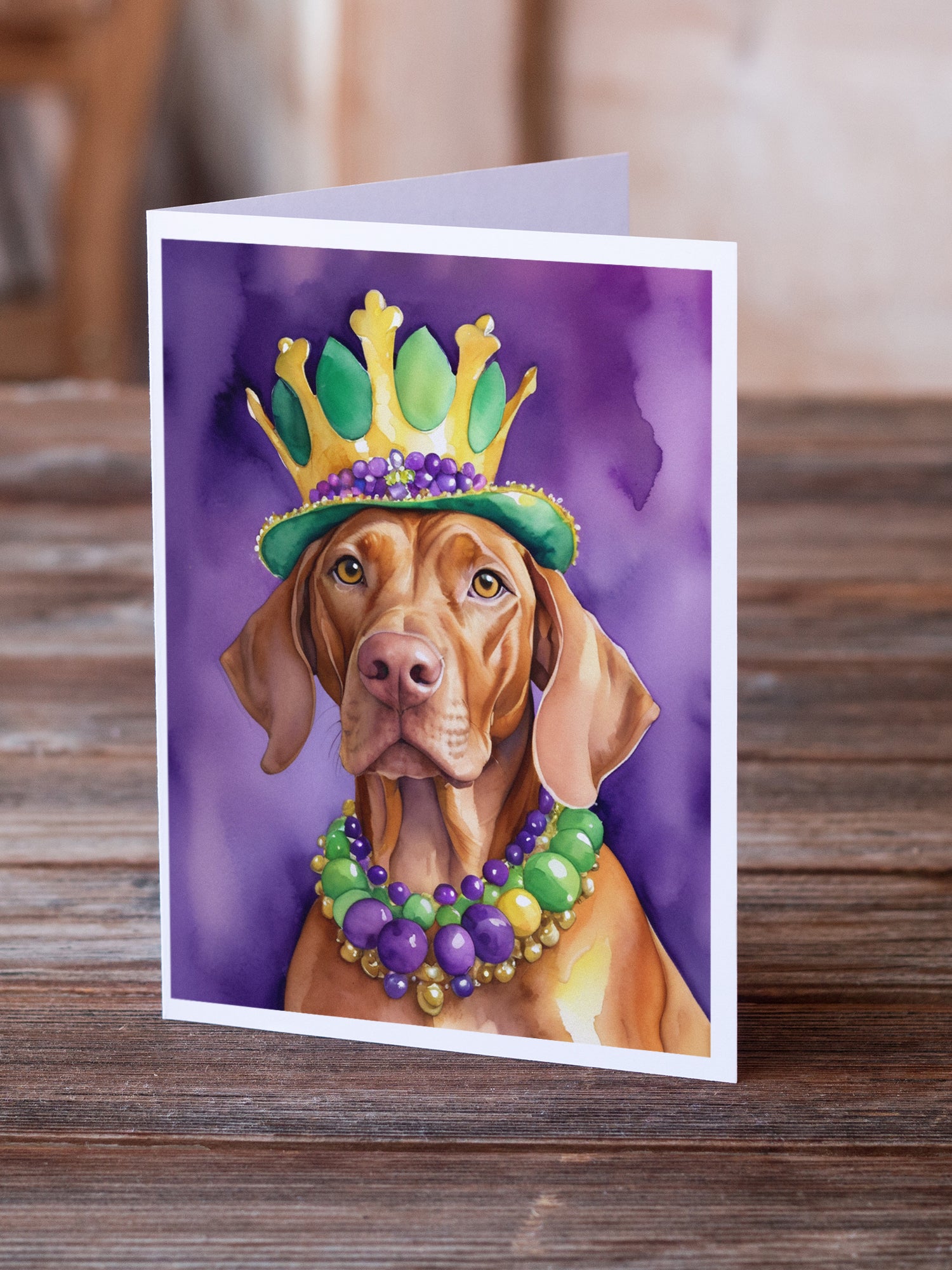 Buy this Vizsla King of Mardi Gras Greeting Cards Pack of 8